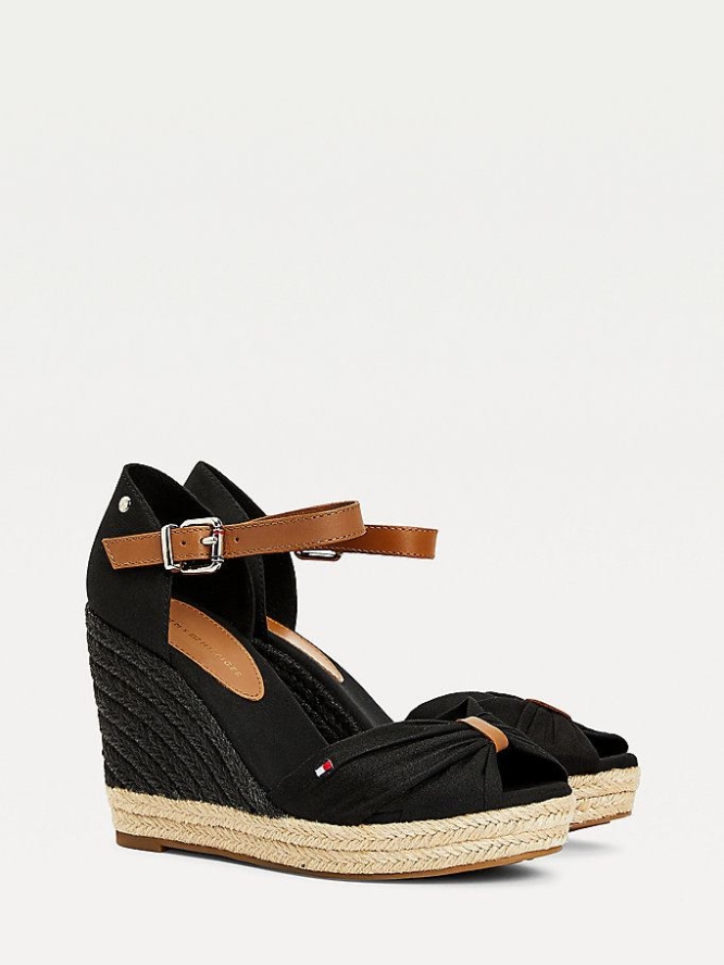 Tommy Hilfiger Essential Colour-Blocked Wedge Keilabsatz Sandalen Damen Schwarz | AT085HNPQ