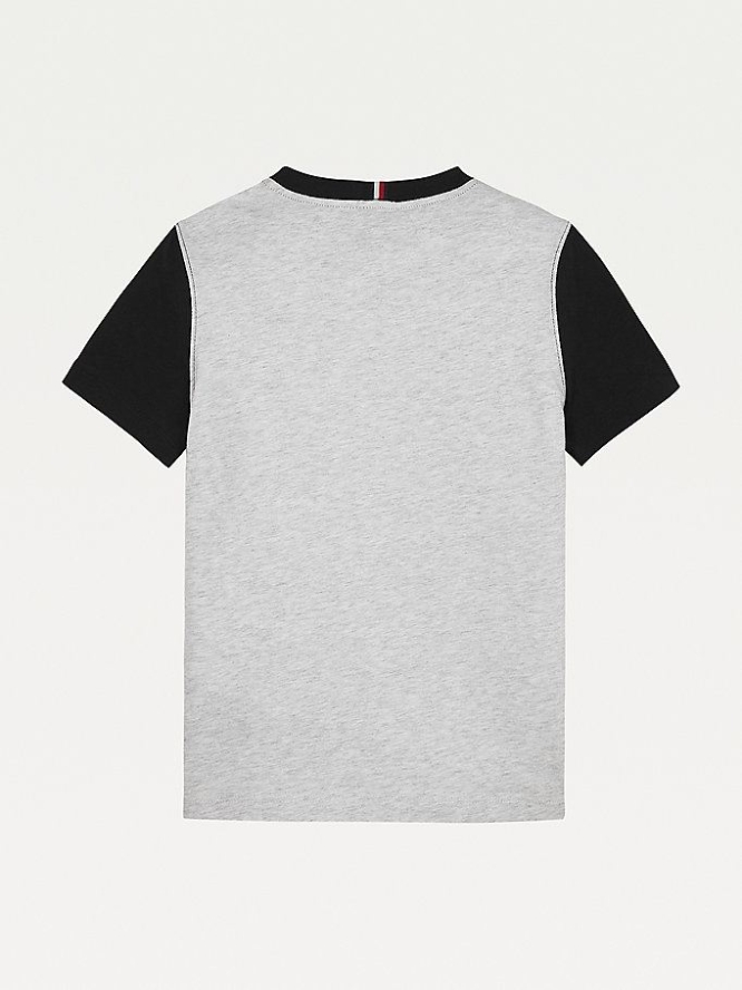 Tommy Hilfiger Essential Colour-Blocked Organic Baumwoll T-shirts Kinder Hellgrau | AT216TMDR