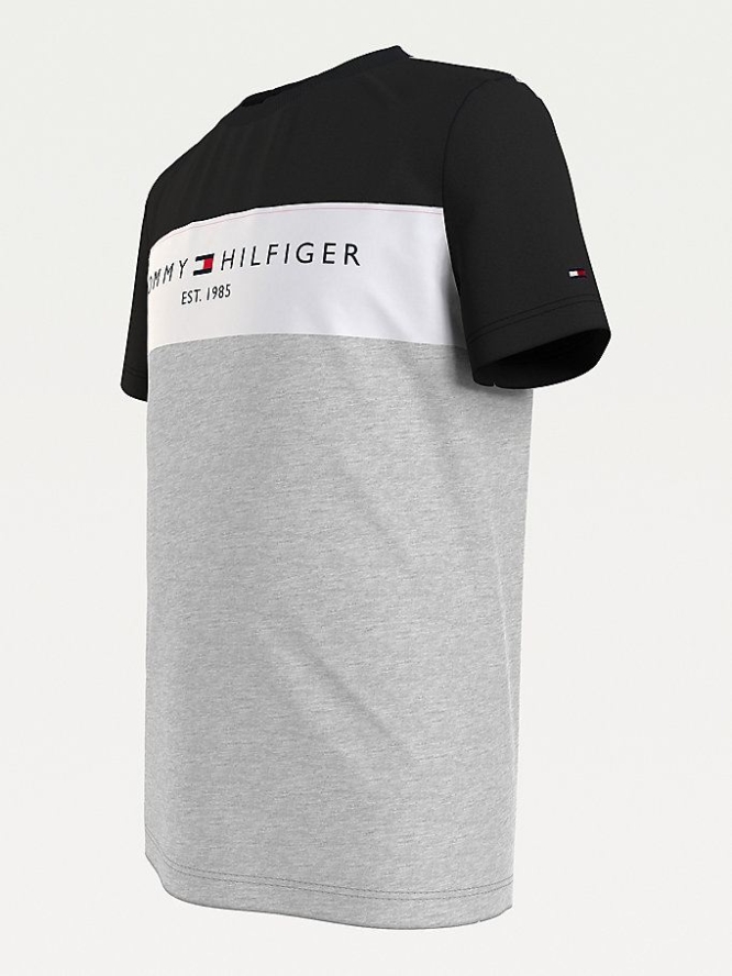 Tommy Hilfiger Essential Colour-Blocked Organic Baumwoll T-shirts Kinder Hellgrau | AT216TMDR