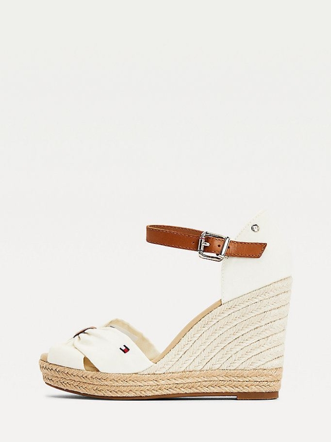 Tommy Hilfiger Essential Colour-Blocked Wedge Keilabsatz Sandalen Damen Weiß | AT536NXFG