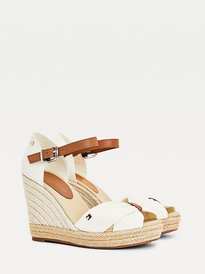 Tommy Hilfiger Essential Colour-Blocked Wedge Keilabsatz Sandalen Damen Weiß | AT536NXFG