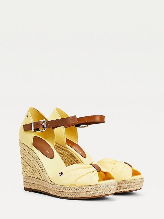 Tommy Hilfiger Essential Colour-Blocked Wedge Keilabsatz Sandalen Damen Gelb | AT679BTFM