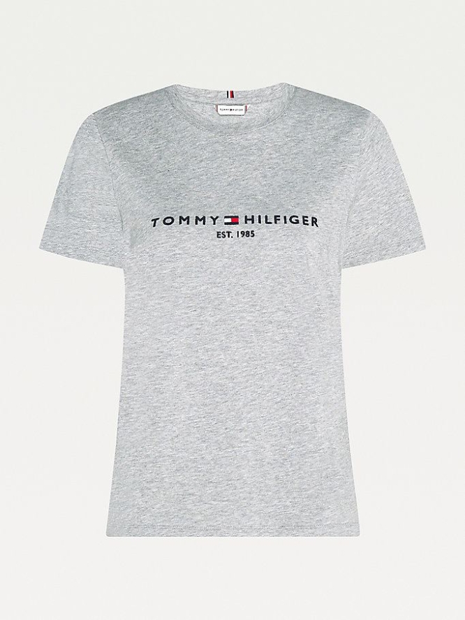 Tommy Hilfiger Essential Crew Neck Logo T-shirts Damen Hellgrau | AT032CLGK