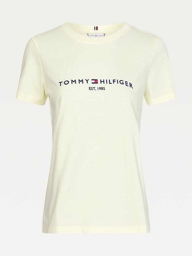 Tommy Hilfiger Essential Crew Neck Logo T-shirts Damen Zitrone | AT270XNKW