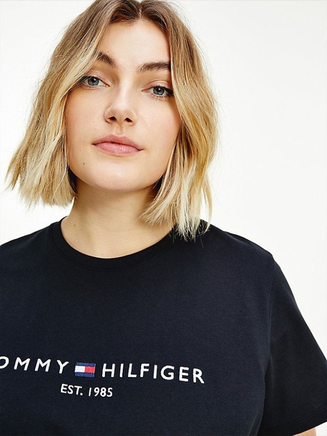 Tommy Hilfiger Essential Curve Crew Neck T-shirts Damen Schwarz | AT245JIVU