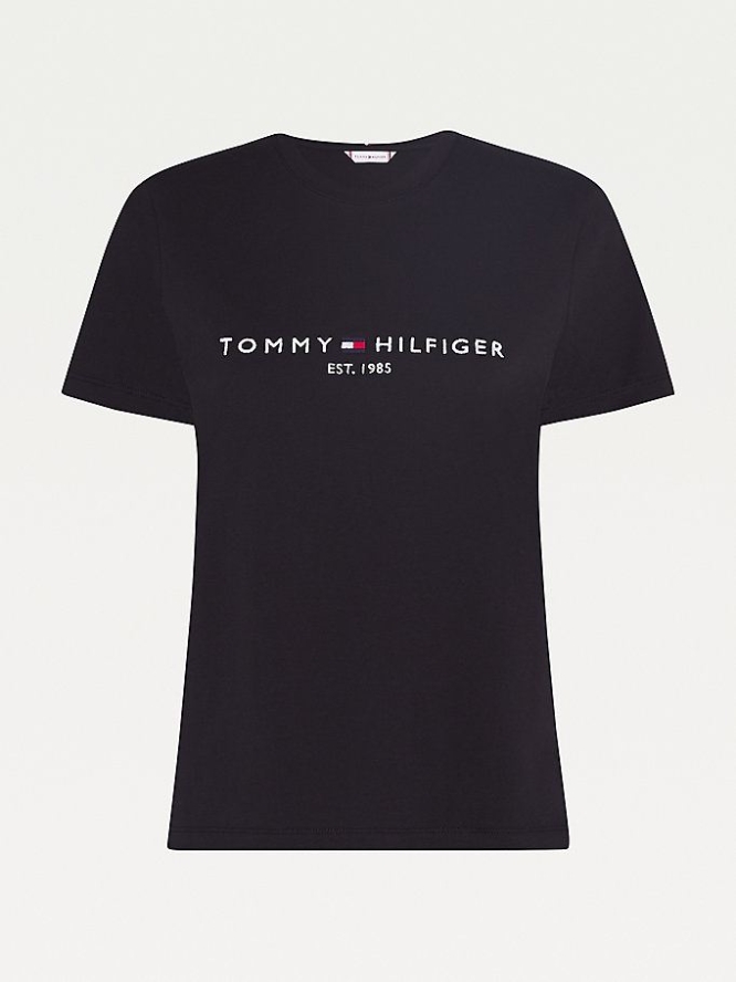 Tommy Hilfiger Essential Curve Crew Neck T-shirts Damen Schwarz | AT245JIVU