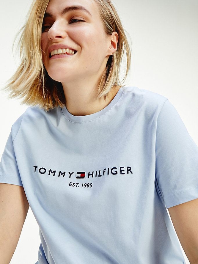 Tommy Hilfiger Essential Curve Crew Neck T-shirts Damen Blau | AT360WSFR