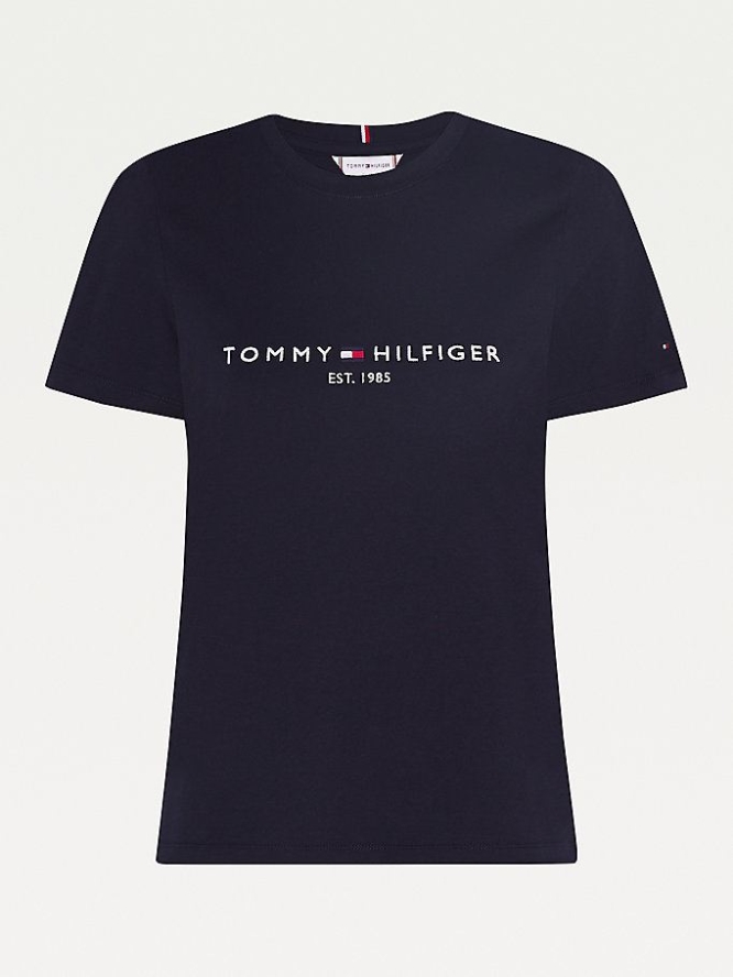 Tommy Hilfiger Essential Curve Crew Neck T-shirts Damen Dunkelblau | AT638USQB