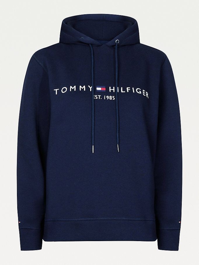 Tommy Hilfiger Essential Curve Logo Hoodie Damen Dunkelblau | AT153FAYI