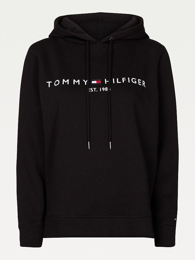 Tommy Hilfiger Essential Curve Logo Hoodie Damen Schwarz | AT359MJFV