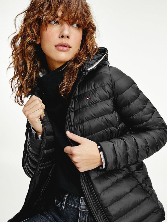 Tommy Hilfiger Essential Down-Filled Gesteppt Mit Kapuze Jacke Damen Schwarz | AT098VNLA