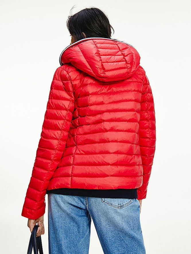 Tommy Hilfiger Essential Down-Filled Gesteppt Mit Kapuze Jacke Damen Rot | AT180GRYC