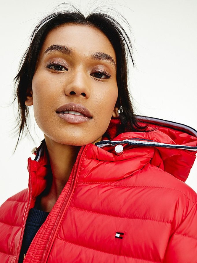 Tommy Hilfiger Essential Down-Filled Gesteppt Mit Kapuze Jacke Damen Rot | AT180GRYC