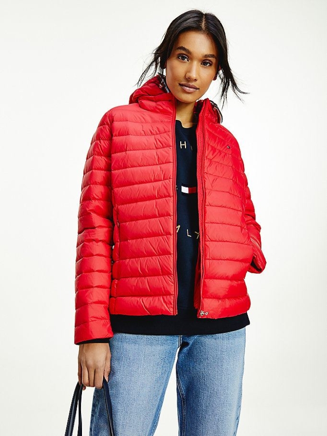 Tommy Hilfiger Essential Down-Filled Gesteppt Mit Kapuze Jacke Damen Rot | AT180GRYC