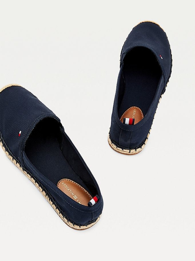 Tommy Hilfiger Essential Flache Espadrilles Flache Schuhe Damen Dunkelblau | AT590ZKDE