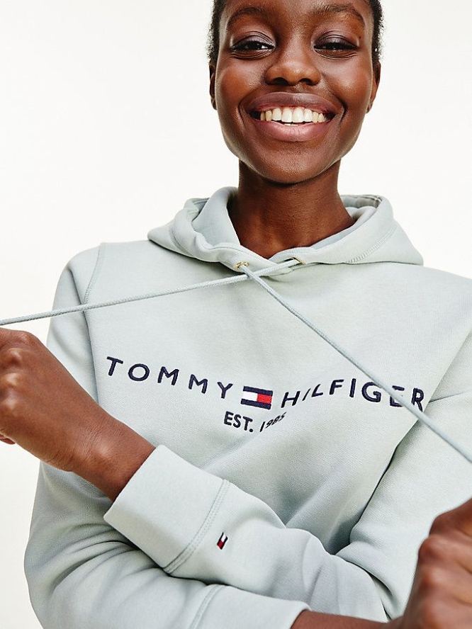 Tommy Hilfiger Essential Fleece Logo Hoodie Damen Hellgrün | AT415KBTY