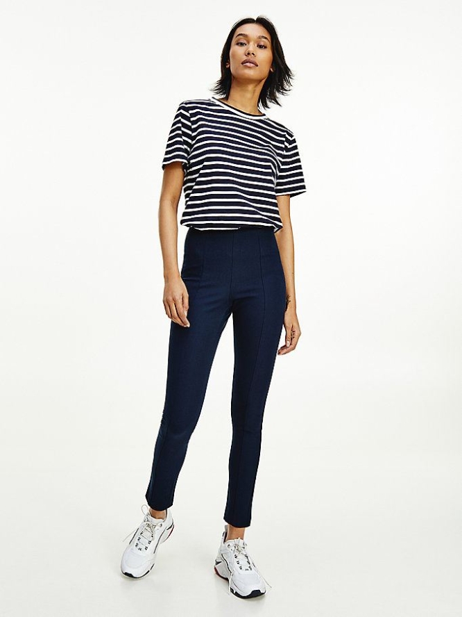 Tommy Hilfiger Essential Gabardine Ankle Length Leggings Damen Dunkelblau | AT465KISO