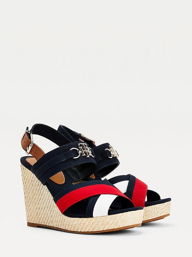 Tommy Hilfiger Essential High Wedge Keilabsatz Sandalen Damen Weiß | AT645KDLJ