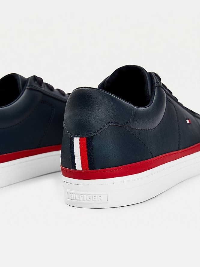 Tommy Hilfiger Essential Leder Contrast Sneakers Herren Dunkelblau | AT789YMFA