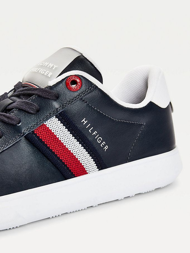 Tommy Hilfiger Essential Leder Cupsole Sneakers Herren Dunkelblau | AT652UBDF