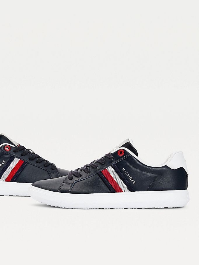 Tommy Hilfiger Essential Leder Cupsole Sneakers Herren Dunkelblau | AT652UBDF