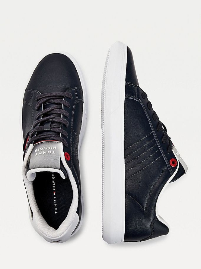 Tommy Hilfiger Essential Leder Cupsole Sneakers Herren Dunkelblau | AT652UBDF