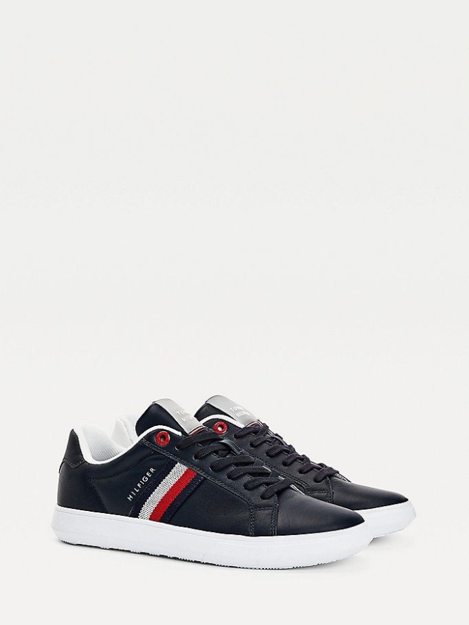 Tommy Hilfiger Essential Leder Cupsole Sneakers Herren Dunkelblau | AT652UBDF