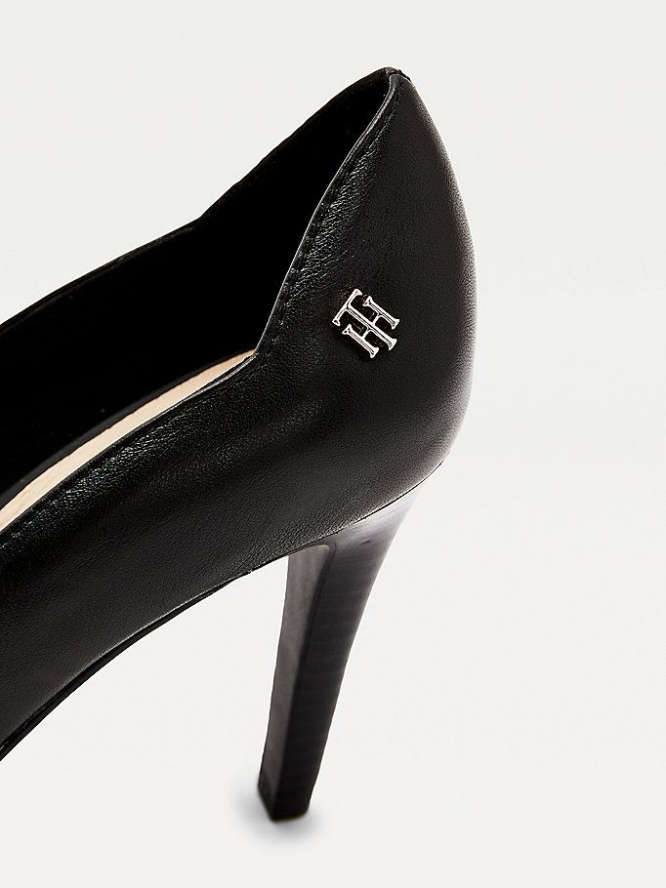 Tommy Hilfiger Essential Leder Pumps Damen Schwarz | AT957YVMB