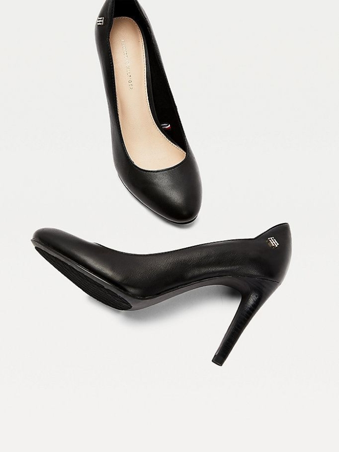 Tommy Hilfiger Essential Leder Pumps Damen Schwarz | AT957YVMB