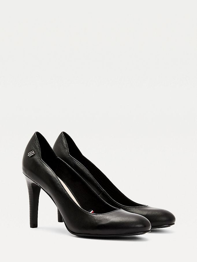 Tommy Hilfiger Essential Leder Pumps Damen Schwarz | AT957YVMB