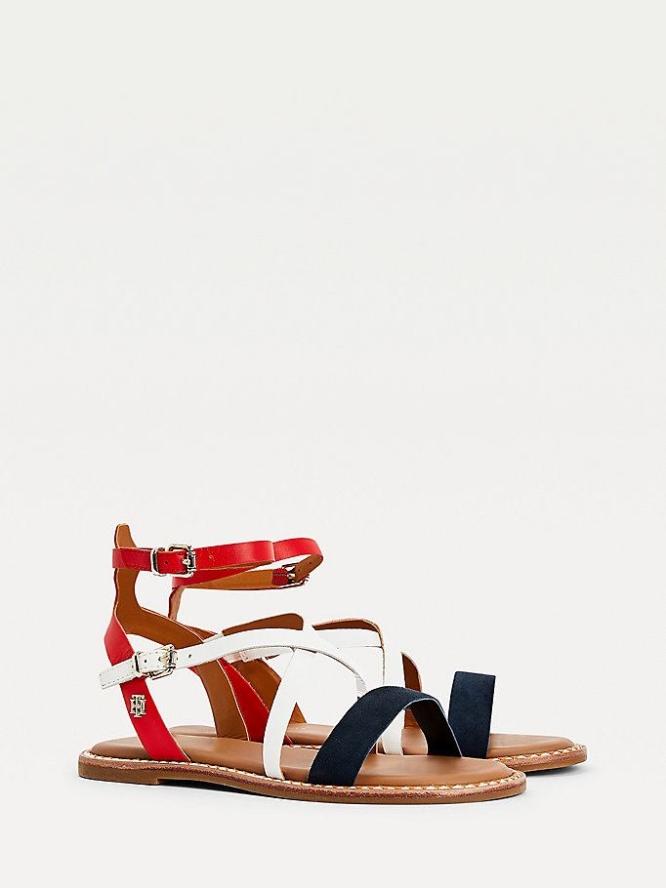 Tommy Hilfiger Essential Leder Riemchen Flache Sandalen Damen Weiß | AT573DLIG