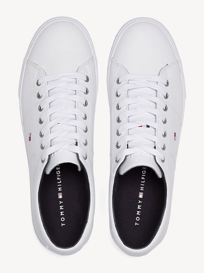 Tommy Hilfiger Essential Leder Spitze-Up Sneakers Herren Weiß | AT936BLDF