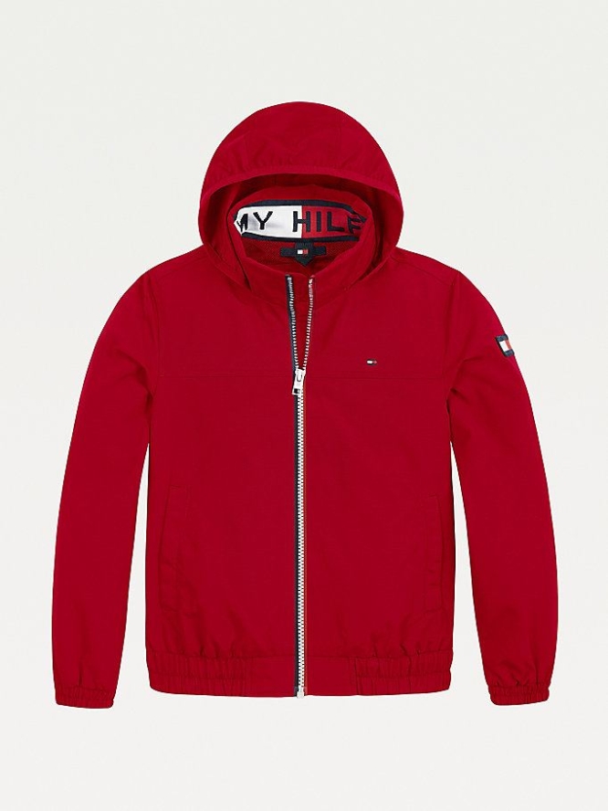 Tommy Hilfiger Essential Logo Collar Mit Kapuze Jacke Kinder Tiefesrot | AT451XDMG