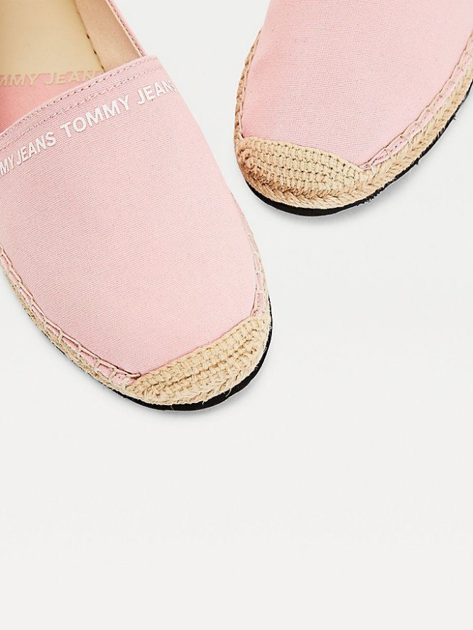 Tommy Hilfiger Essential Logo Espadrilles Flache Schuhe Damen Rosa | AT249VQNM