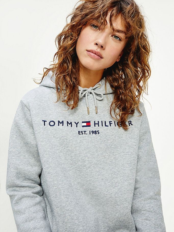 Tommy Hilfiger Essential Logo Kleider Damen Hellgrau | AT243FRKL