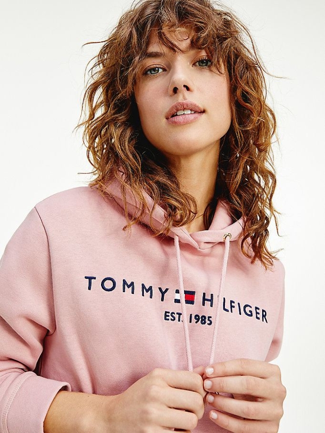 Tommy Hilfiger Essential Logo Kleider Damen Rosa | AT571LIDM