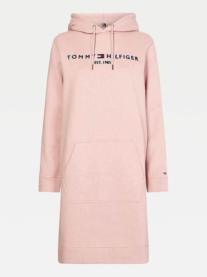 Tommy Hilfiger Essential Logo Kleider Damen Rosa | AT571LIDM