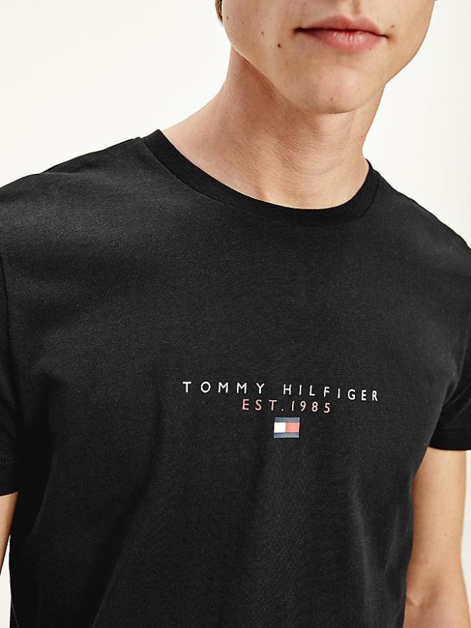 Tommy Hilfiger Essential Logo Print Organic Baumwoll T-shirts Herren Schwarz | AT279SQFT