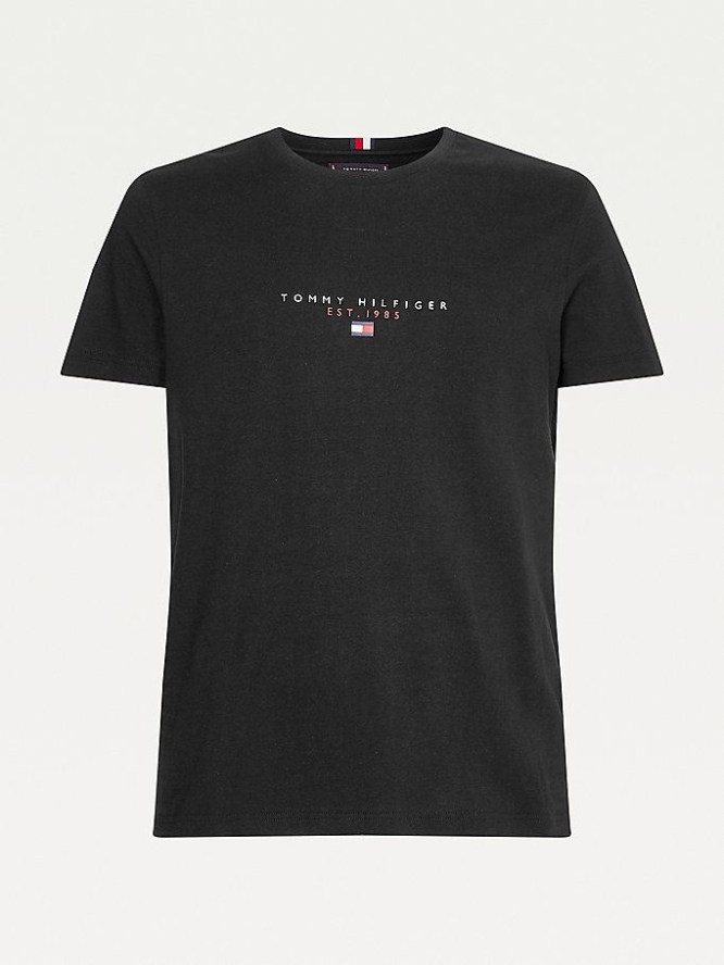 Tommy Hilfiger Essential Logo Print Organic Baumwoll T-shirts Herren Schwarz | AT279SQFT