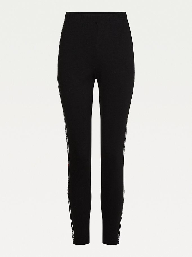 Tommy Hilfiger Essential Logo Tape Leggings Damen Schwarz | AT803ORQP