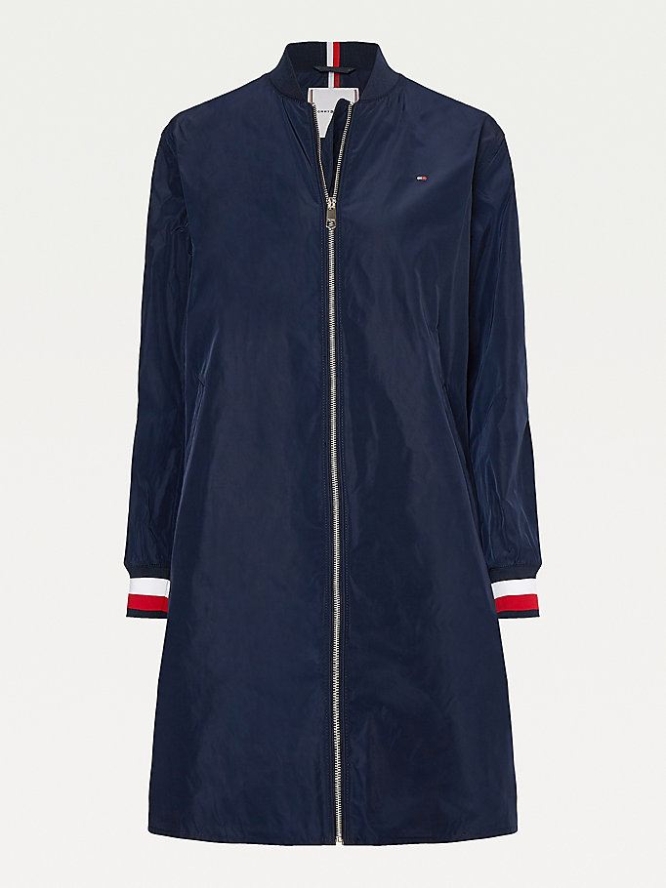 Tommy Hilfiger Essential Long Bomber Jacke Damen Dunkelblau | AT761YWDJ