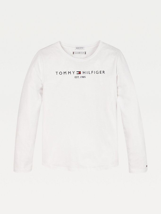 Tommy Hilfiger Essential Long Sleeve Organic Baumwoll T-shirts Kinder Weiß | AT430IDUB