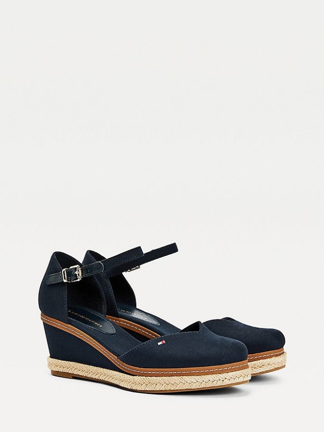 Tommy Hilfiger Essential Medium Wedge Keilabsatz Sandalen Damen Dunkelblau | AT632IKOW