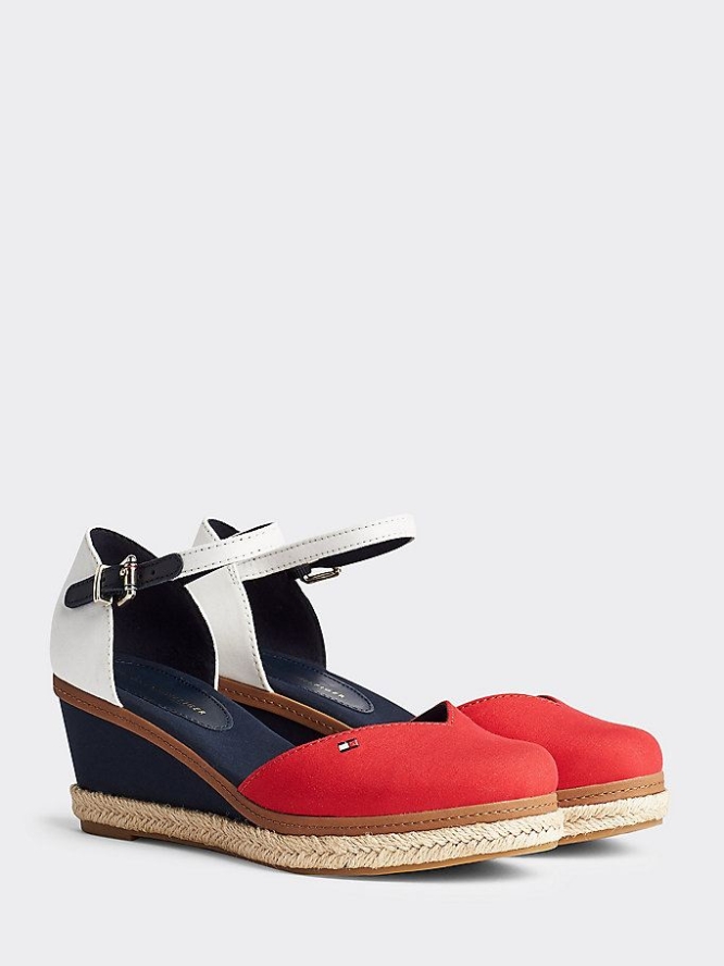 Tommy Hilfiger Essential Medium Wedge Keilabsatz Sandalen Damen Weiß | AT750EMIO