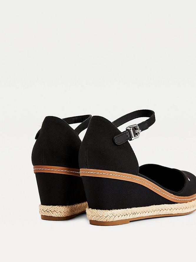 Tommy Hilfiger Essential Medium Wedge Keilabsatz Sandalen Damen Schwarz | AT941JUYW