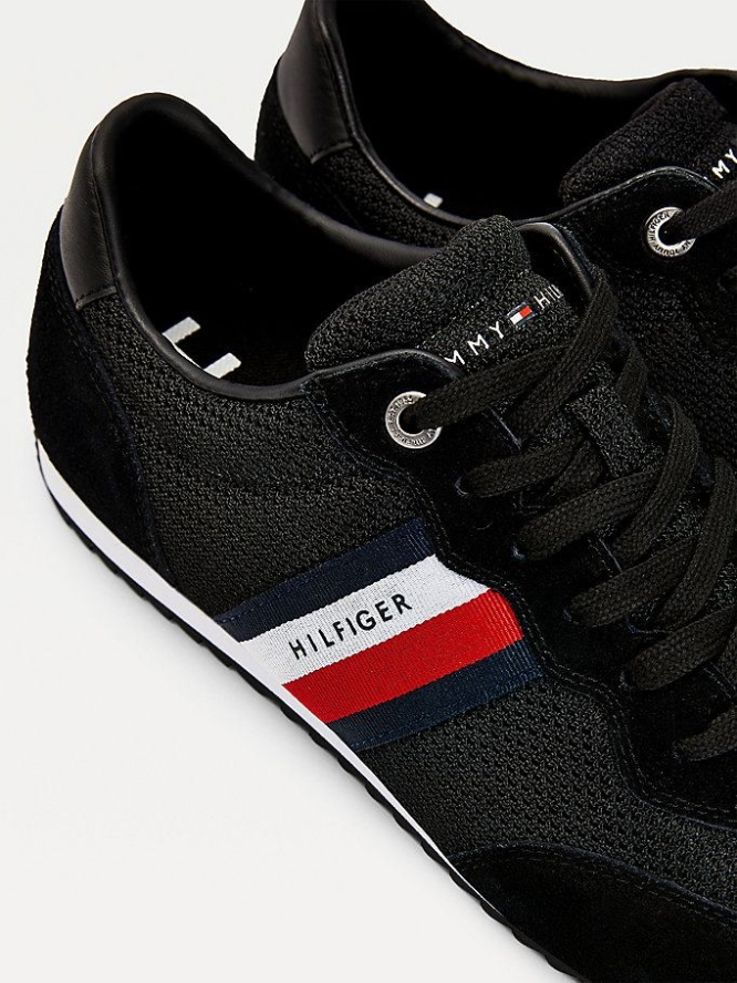 Tommy Hilfiger Essential Mesh Signature Tape Sneakers Herren Schwarz | AT572TQDP