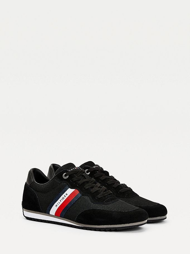 Tommy Hilfiger Essential Mesh Signature Tape Sneakers Herren Schwarz | AT572TQDP