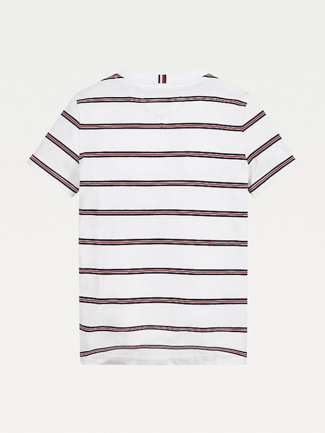 Tommy Hilfiger Essential Multicolour Stripe T-shirts Kinder Weiß | AT764ROIS