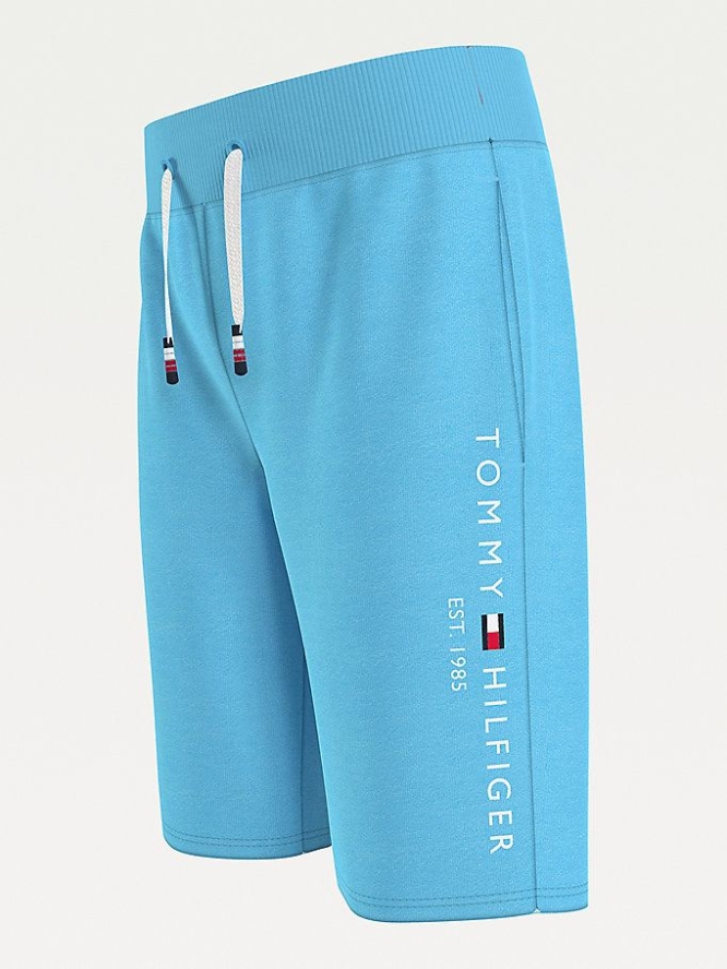 Tommy Hilfiger Essential Organic Baumwoll Jogger Kurze Hose Kinder Grau Blau | AT239NMOA