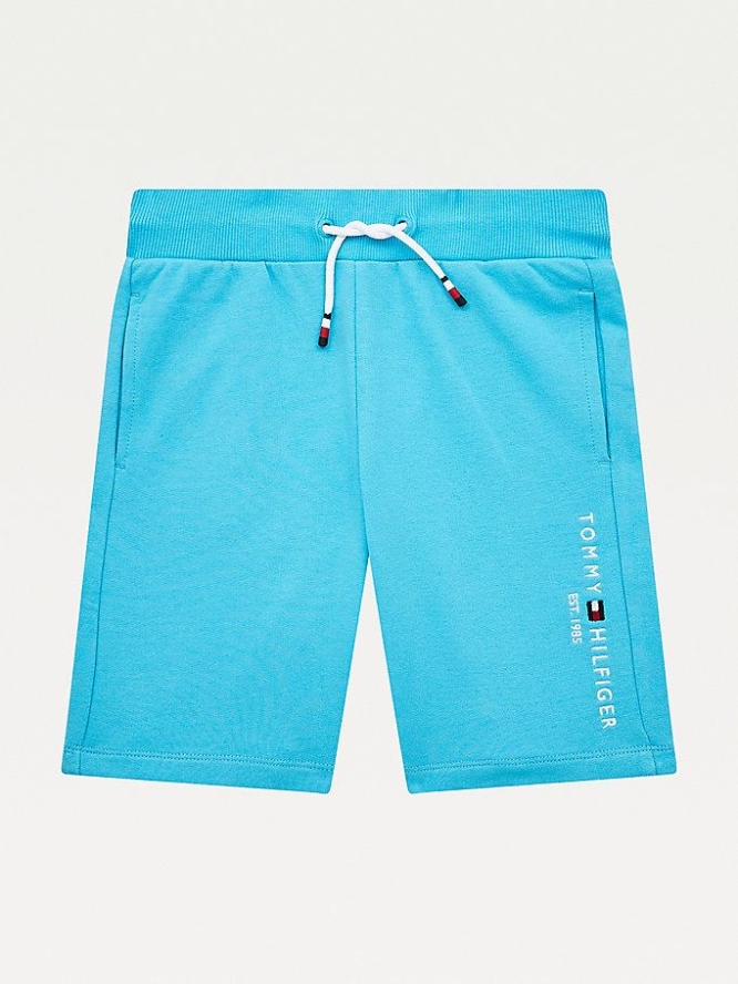 Tommy Hilfiger Essential Organic Baumwoll Jogger Kurze Hose Kinder Grau Blau | AT239NMOA